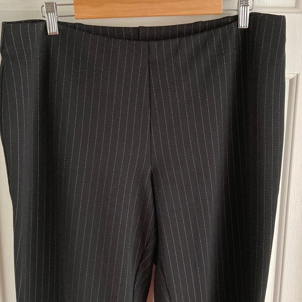 Lane Bryant Elastic Waist Black and White Pinstripe Pants